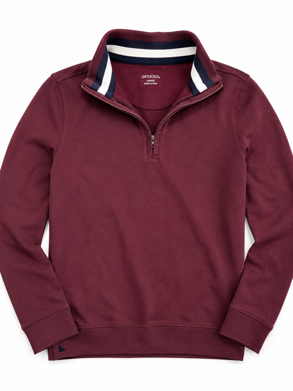 UNTUCKit Maroon Half-Zip Pullover with Striped Collar